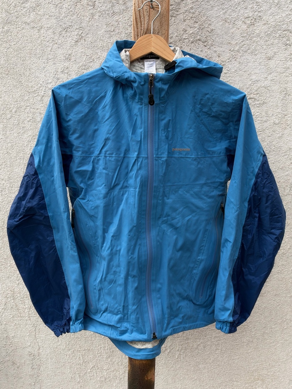 Patagonia Two-Tone Blue Hooded Rain Jacket - Women’s